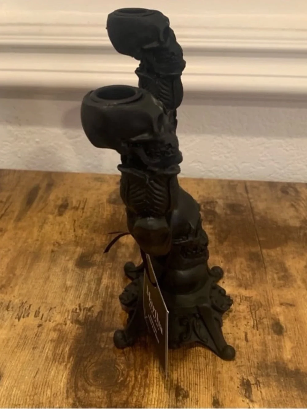 Martha Stewart Black Skull Candelabra, Halloween Candelabra Skull Candelabra